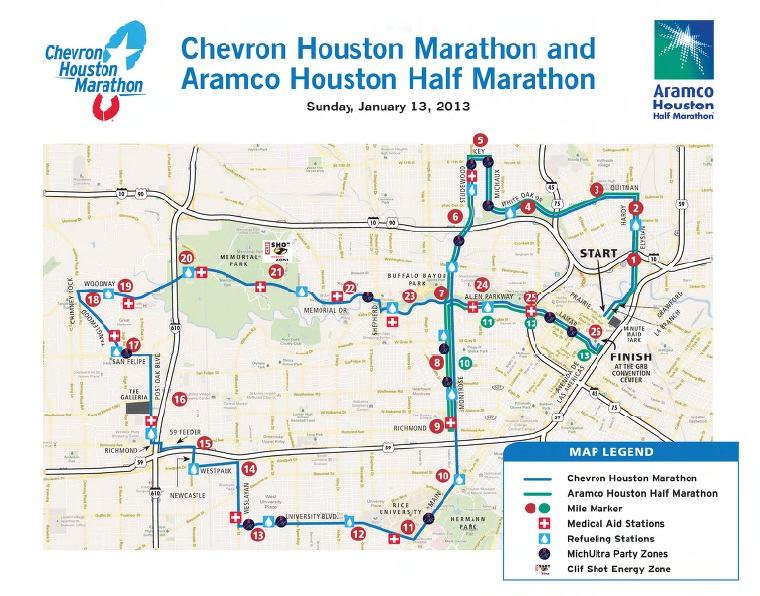 mapa houston marathon 2013