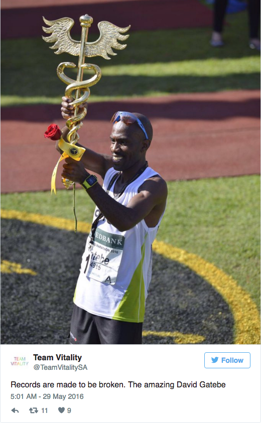 David gatebe gana Comrades marathon 2016