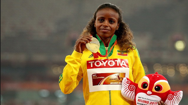 Campeona Dibaba encabeza equipo olímpico de Etiopía