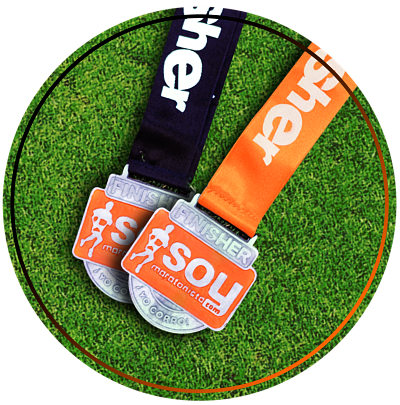 medalla negra y naranja carrera virtual no competitiva soymaratonista