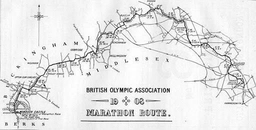 Distancia recorrida durante el maratón de las olimpiadas en Londres de 1908